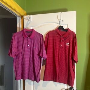 Red  and Pink Striped Polo Shirts XL